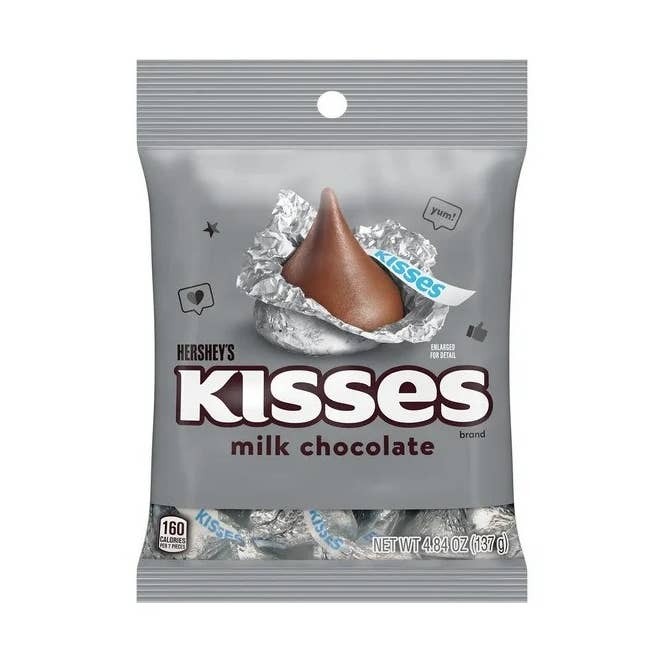 Hershey Milk Chocolate Kisses 4.84 oz Single Peg Bag for wholesale by Long Island Candy Factory