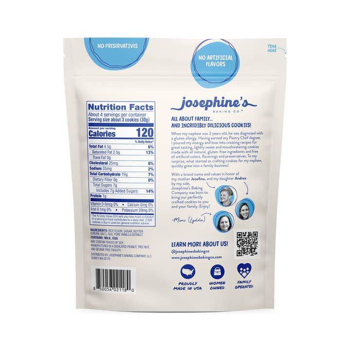 Josephine's Baking Co. - Wholesale Cookie - Vanilla Gluten-Free Crispy Cookies| Premium GF Snack | 4.5oz1
