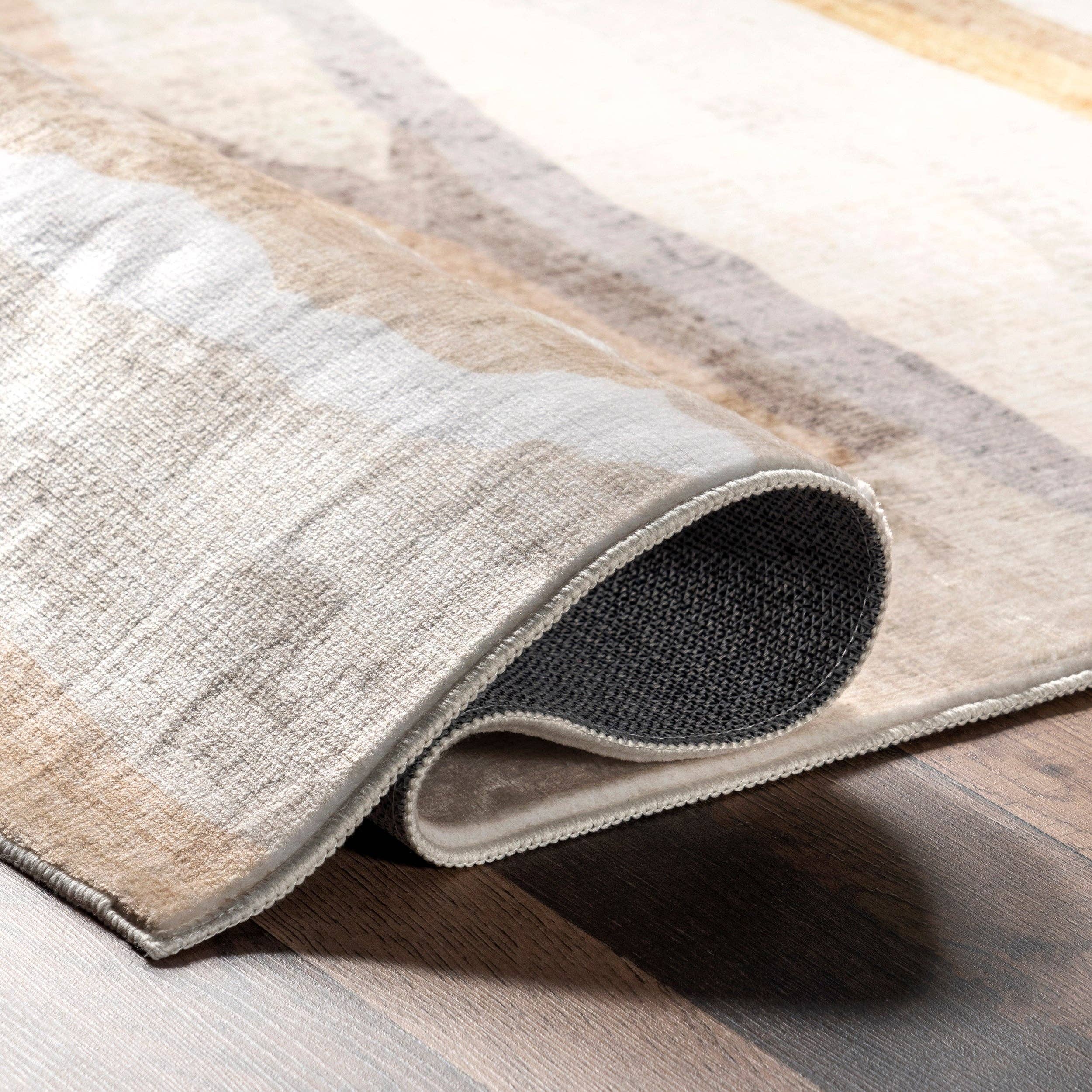 Beige Elvi Abstract Watercolor Machine Washable Area Rug for wholesale on Faire2