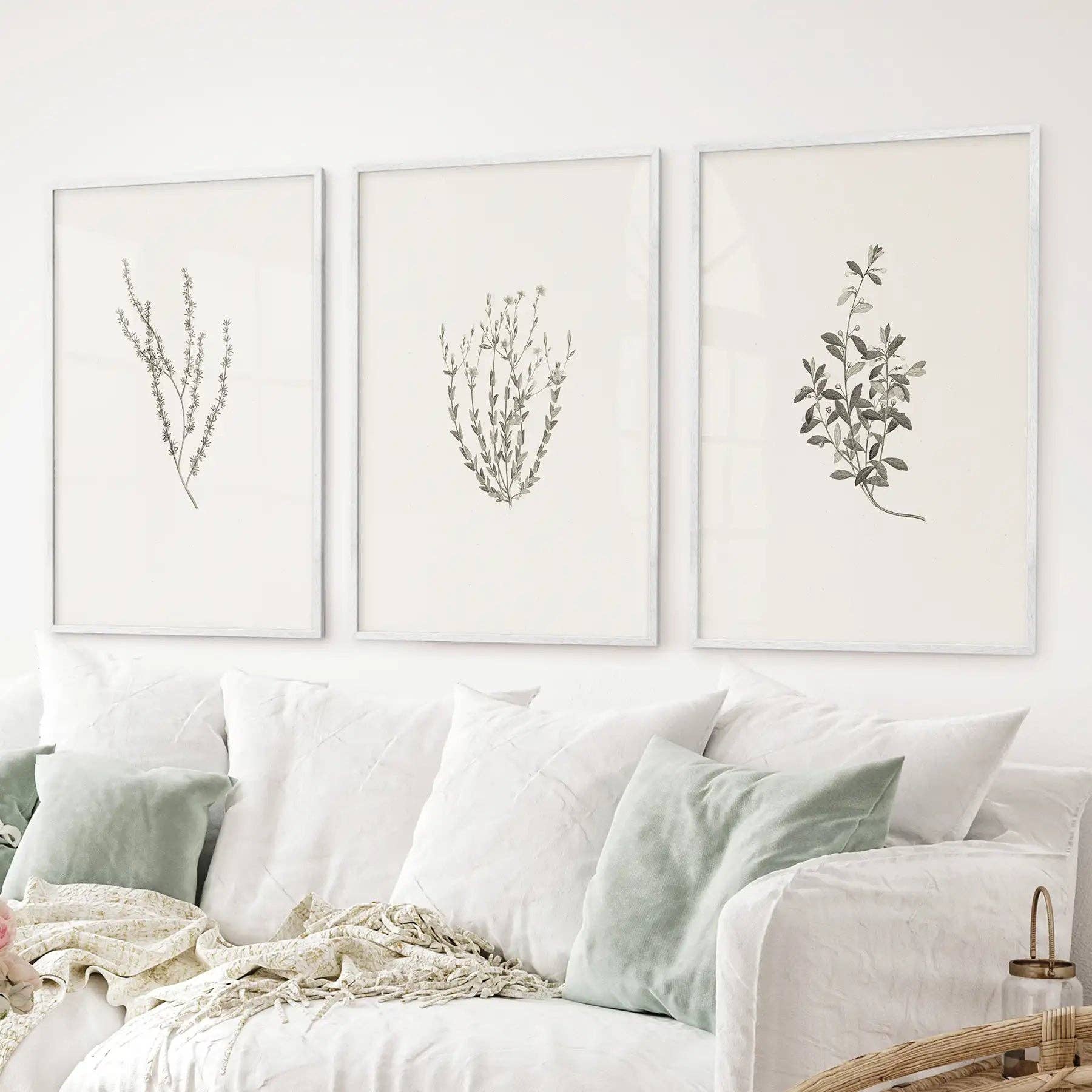 PrintSets.com - Wholesale Gallery Wall Set - Vintage Botanical 3 Piece Wall Decor. Rustic Dried Flower Prints4