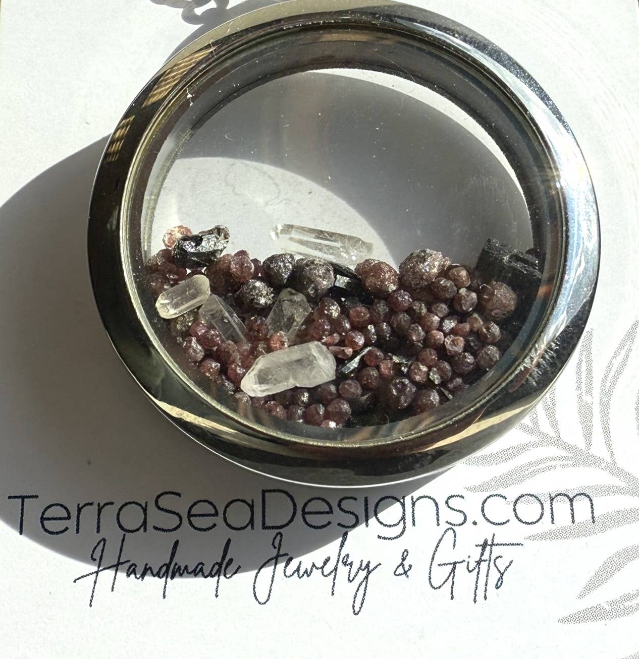TerraSeaDesigns - Wholesale Locket Necklace - Genuine Quartz, Black Tourmaline & Garnet Locket2