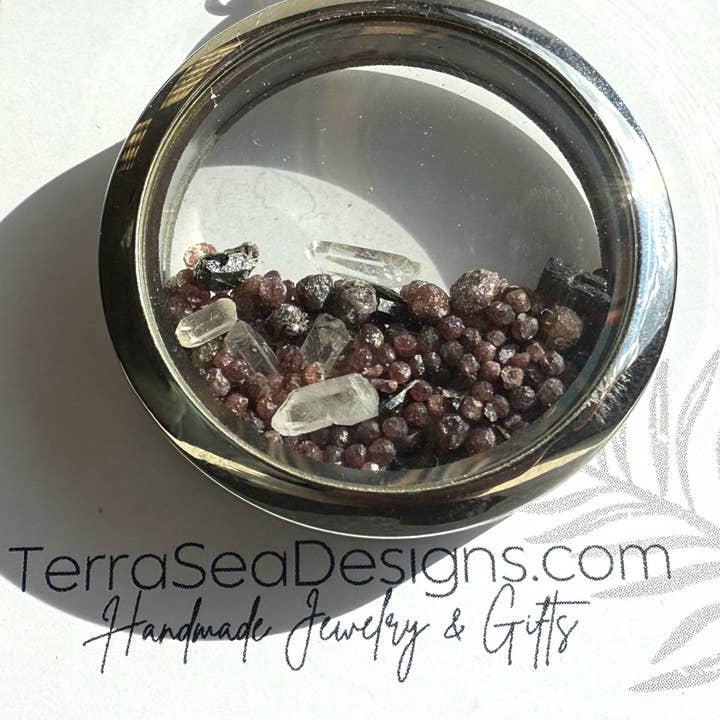 TerraSeaDesigns - Wholesale Locket Necklace - Genuine Quartz, Black Tourmaline & Garnet Locket2