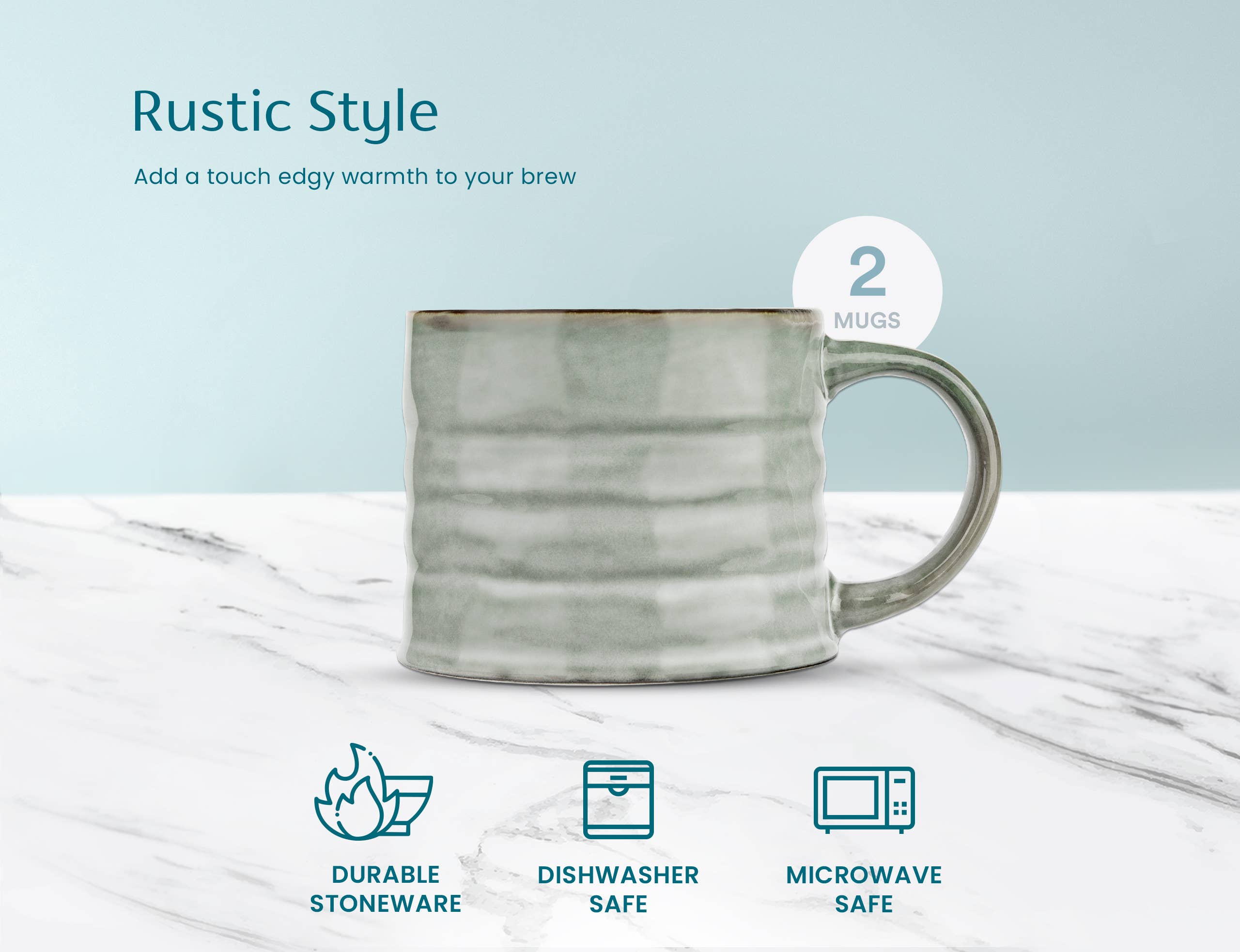 Kook - Wholesale Coffee Mug - Kook Java Coffee Mugs, Stoneware, 15 oz, Set of 28