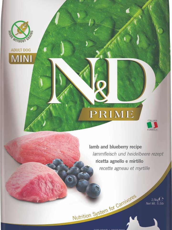 N&D Prime Agneau Aliment complet pour chiens adultes Mini 2,5 kg pour la vente par Finest Petfoods
