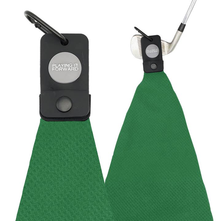 Playing It Forward - Wholesale Sports Towel - Magnetic Microfiber Golf Towel with Clip - Green