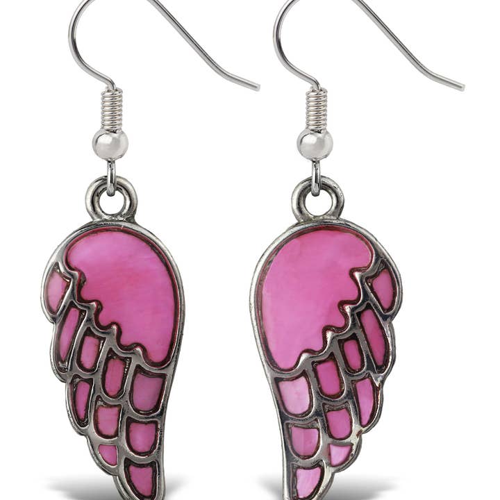 Örhängen - Dinglande Stift - Fiskkrok - Rosa Mop - Vingar för wholesale av Cota Global