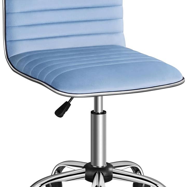 Elegant Blue Velvet Adjustable Swivel Vanity Chair for wholesale on Faire