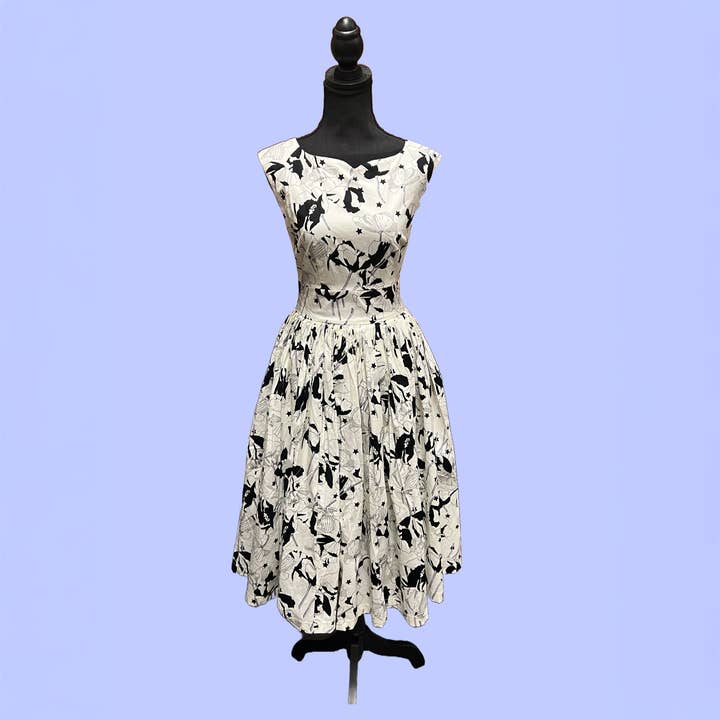 Schwarzweißdruck Retro-inspiriertes Swing-Kleid für den Garten für den Großhandel auf Faire