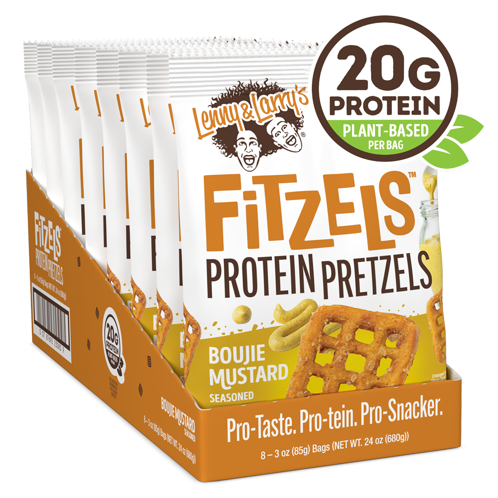 L&F Universal Goods - Wholesale Pretzels - LENNY & LARRY'S FITZELS PROTEIN PRETZEL 8/3OZ BOUJIE MUSTARD0