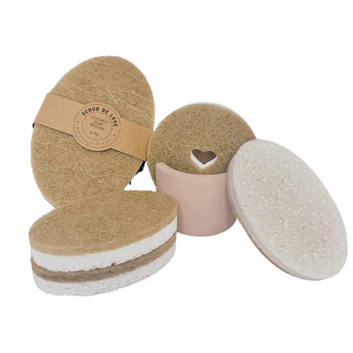 Scrub Be Love - Wholesale Cleaning Sponge - Coconut Coir Cleaning Scrubbers- 6PK