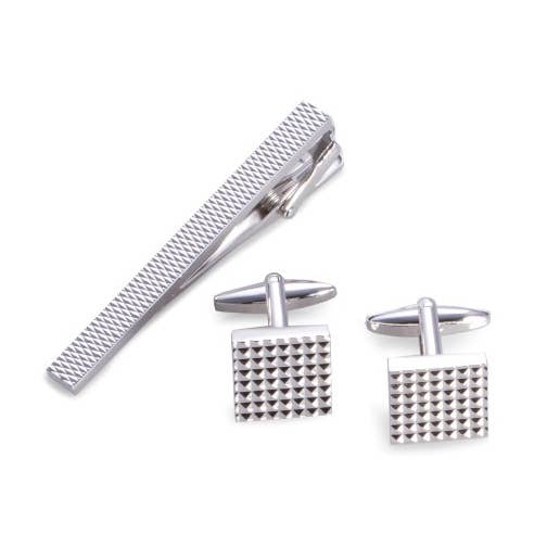 Checkered Design Cufflinks and Tie Pin Set for wholesale by BeyBerk International