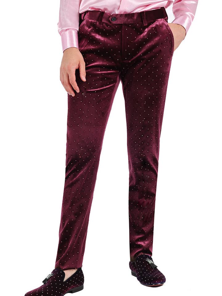 BARABAS - Vente Pantalon de costume – homme - Pantalon chino cintré en velours à strass pour hommes 2CP302014