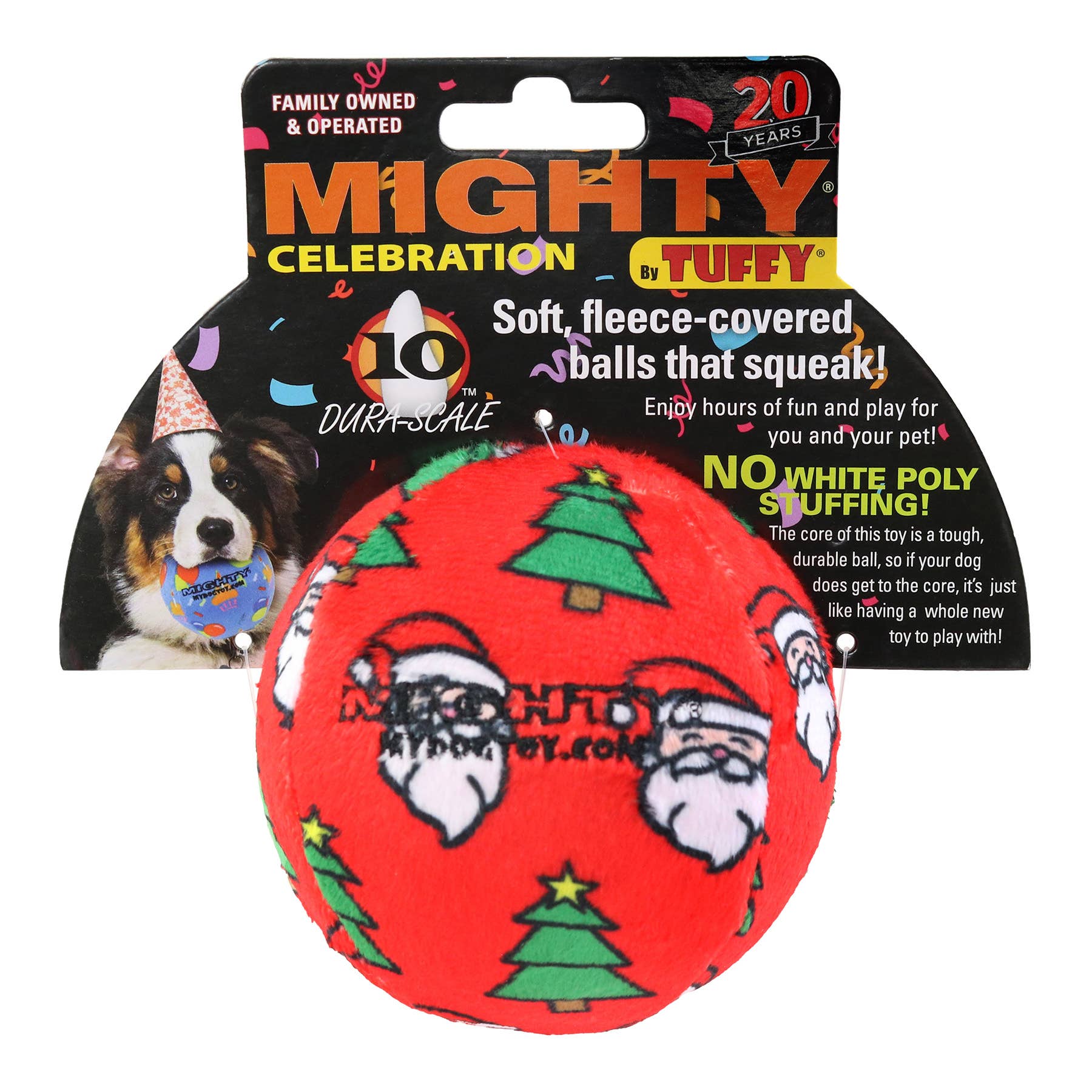 Tuffy Dog Toys - VIP Products - Wholesale Piepspeeltje - Hond - Mighty Bal-Medium Kerstmis Piepend Hondenspeelgoed, Geen Vulling5