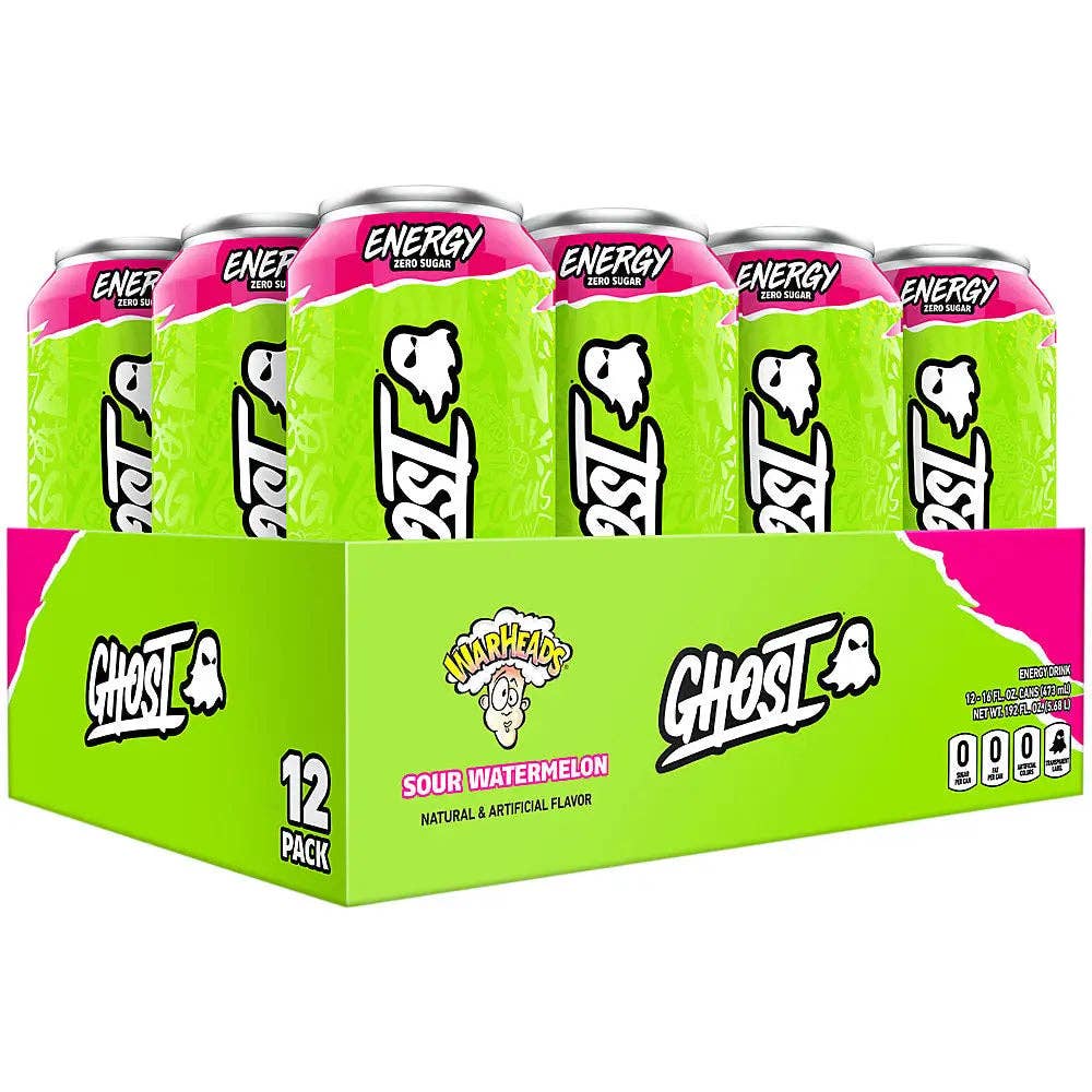 Echo Sales Canada - Wholesale Sports/Energy Drink - GHOST ENERGY Warheads Sour Watermelon Sugar-Free Energy Drink - 12-Pack, 16oz Cans1