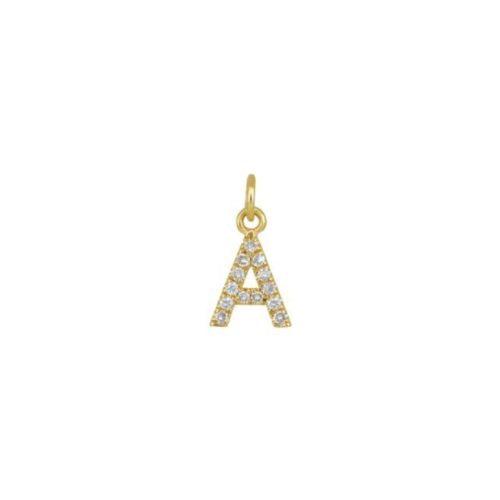 Ashley Schenkein Jewelry Design - Wholesale Pendant/Charm Necklace - Diamond Initial Charm 14K Yellow Gold Necklace3