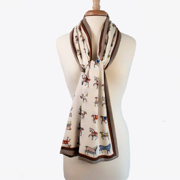 The Paddock Wrap- Equestrian Motif Double Sided Jacquard Scarf for wholesale by URBAN-EQUESTRIAN
