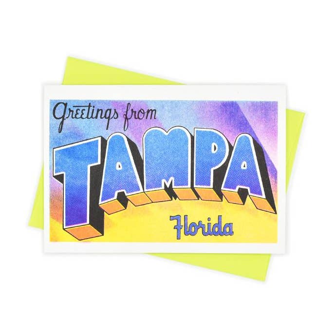 Groeten uit: Tampa - Risograph Kaart en Print voor wholesale door Next Chapter Studio