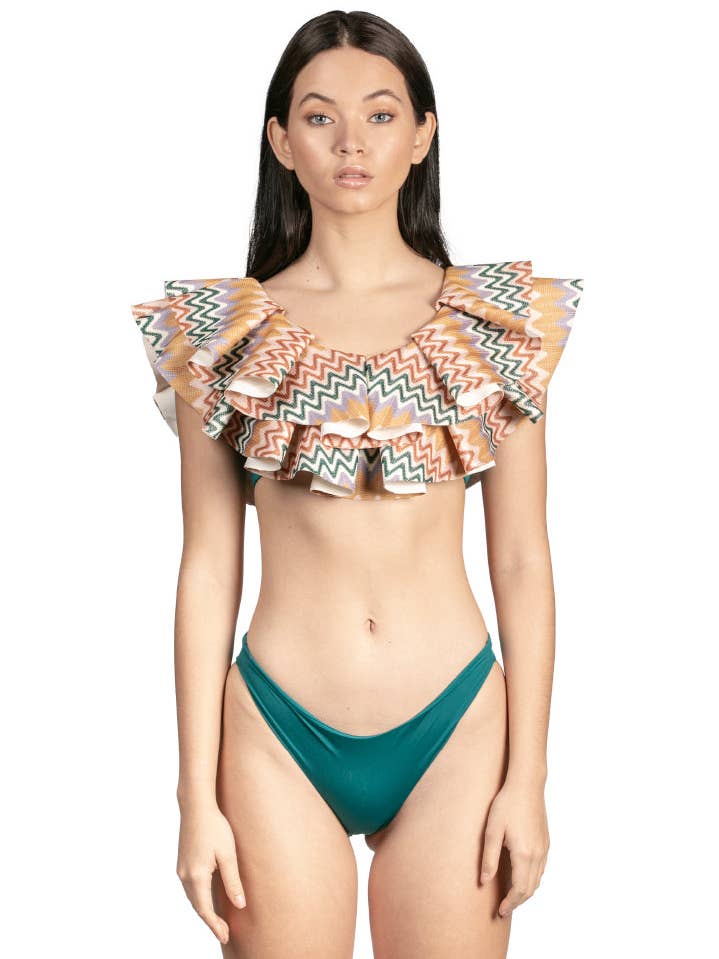 Sutton Pleated Ruffle Bikini Top for wholesale by SANLIER