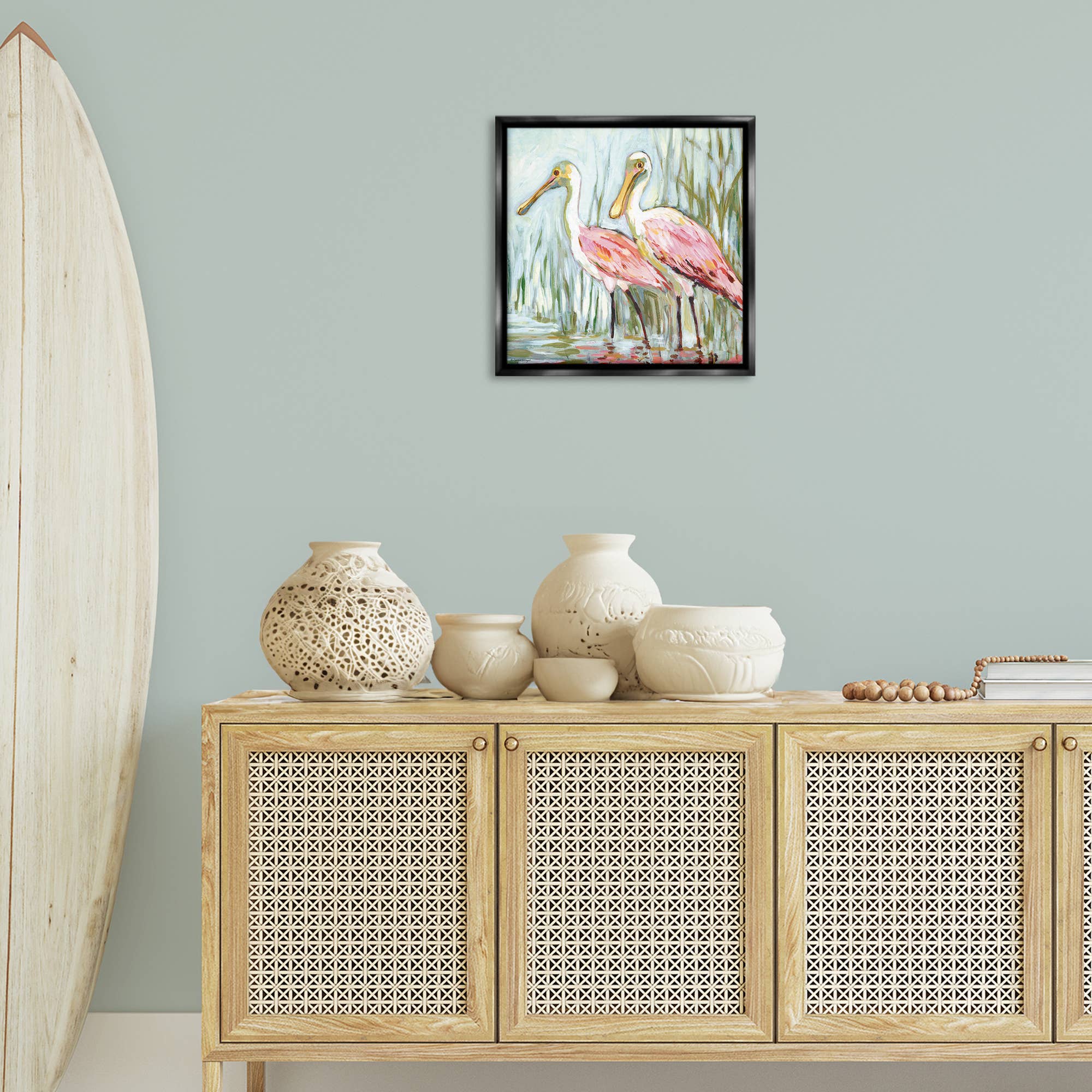 Stupell Industries - Wholesale Canvas Art - Spoonbill Birds Pair Floating Frame2