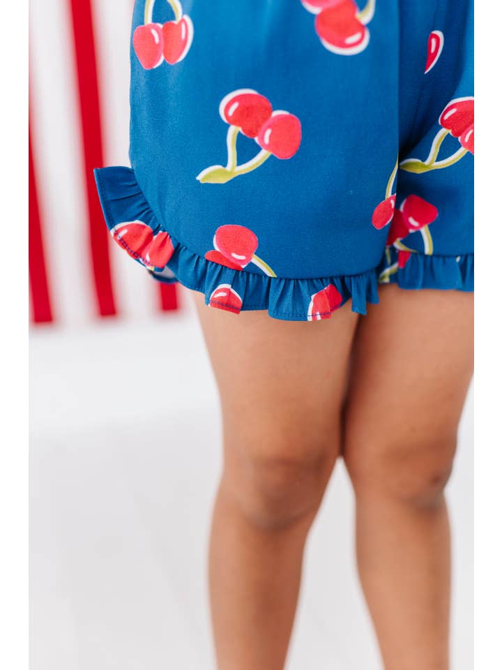Made By Molly - Wholesale Romper - Kids - Very Cherry (NAVY) | Ruffle Romper
