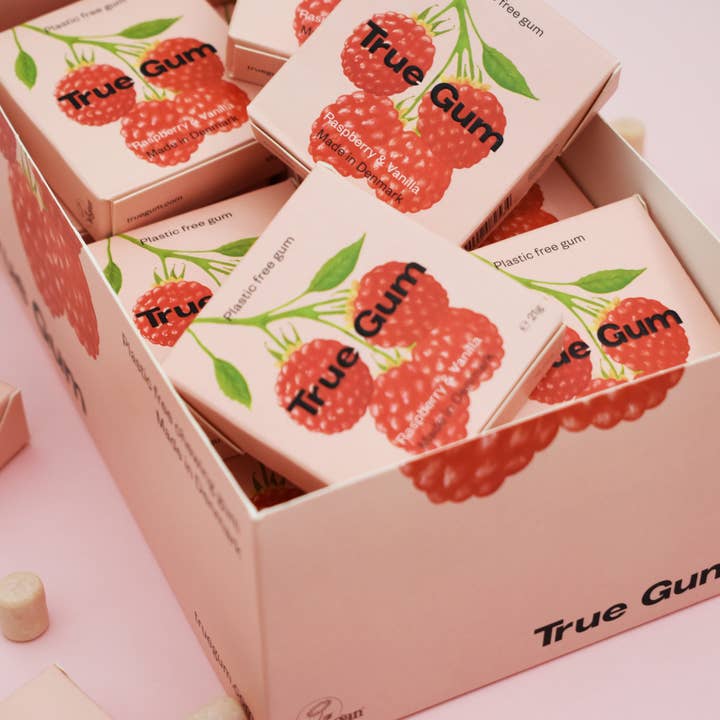 Gourmandise - Wholesale Chewing Gum - Plastic-free gum Raspberry and vanilla flavour TRUE GUM