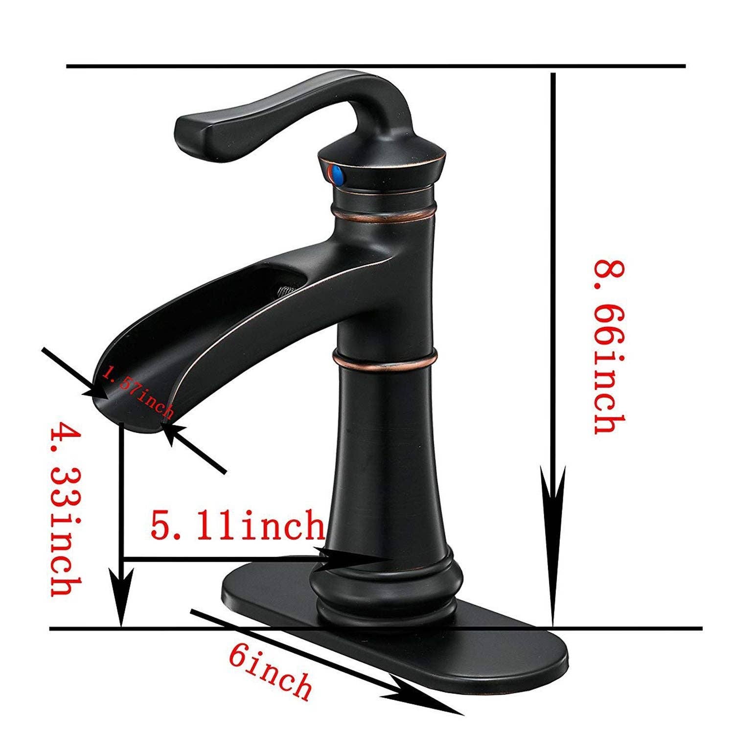 Oil Rubbed Bronze Waterfall Single Hole Single-Handle Low-Arc Bathroom Faucet for wholesale on Faire1