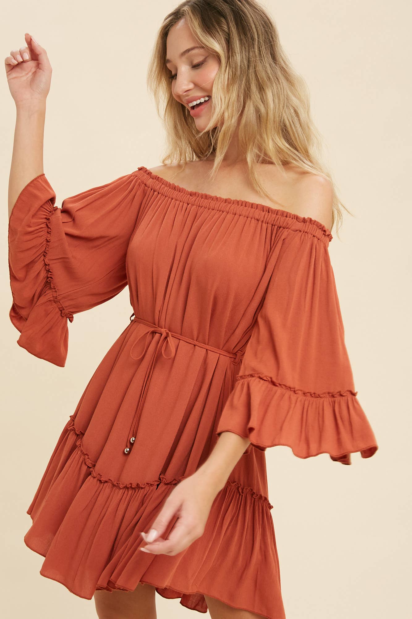 Bluivy - Wholesale Dress - Women's - RUFFLED SOLID BOHO DRESS38