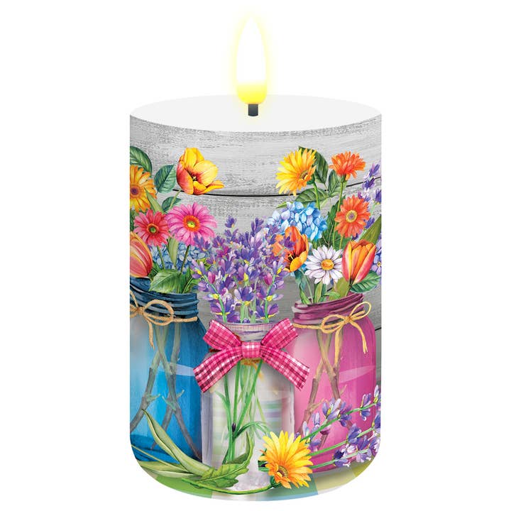Bougies sans flamme en pots floraux de printemps pour la vente par Briarwood Lane