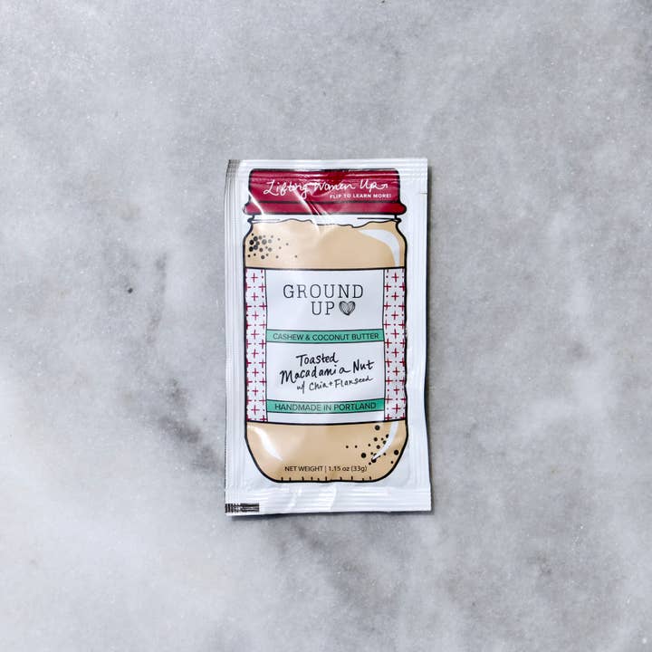 Ground Up PDX - Wholesale Nut Butter - Toasted Macadamia Nut Squeeze Packs (Caddy of 10)