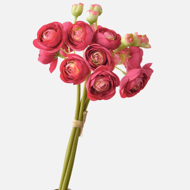 Sweet Home Deco - Vente Fleurs artificielles - Bouquet de renoncules bébé en soie 25 cm, 6 tiges/24 fleurs6