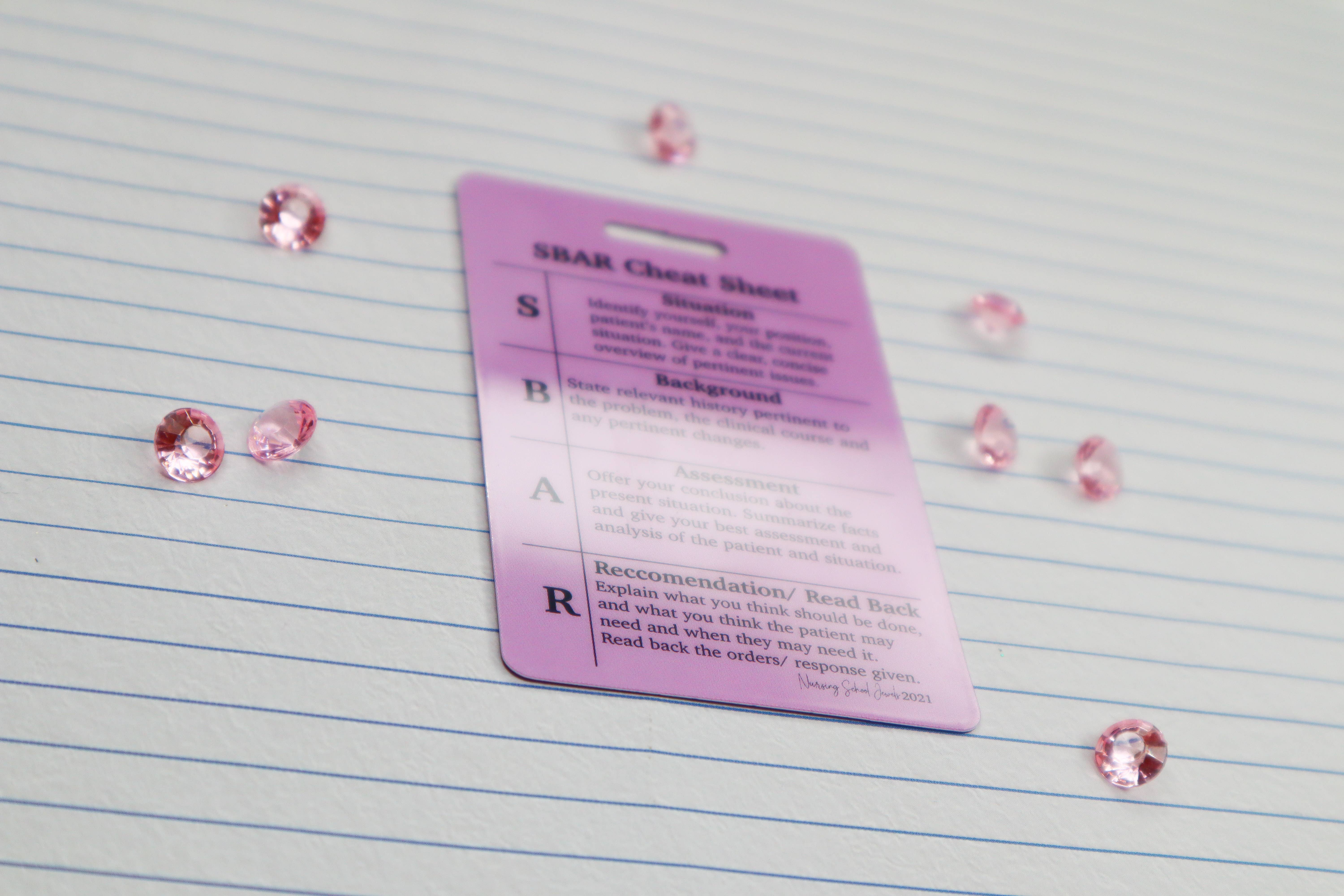 Nursing School Jewels – wholesale Inlärningskort - Barn och baby – SBAR-referenskort3