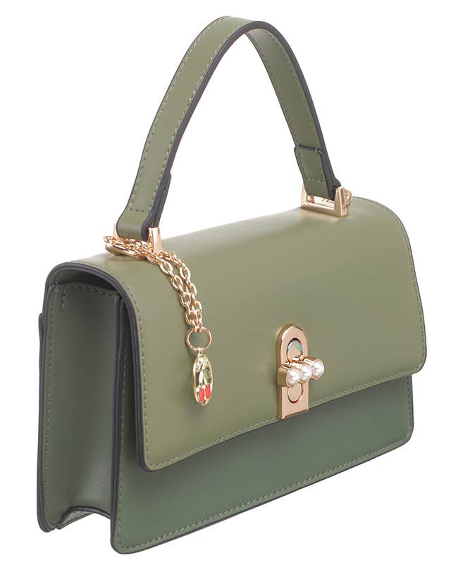 Bessie London - Wholesale Crossbody Bag - Women's - DUAL-TONE PEARL FLAP CROSSBODY BAG15