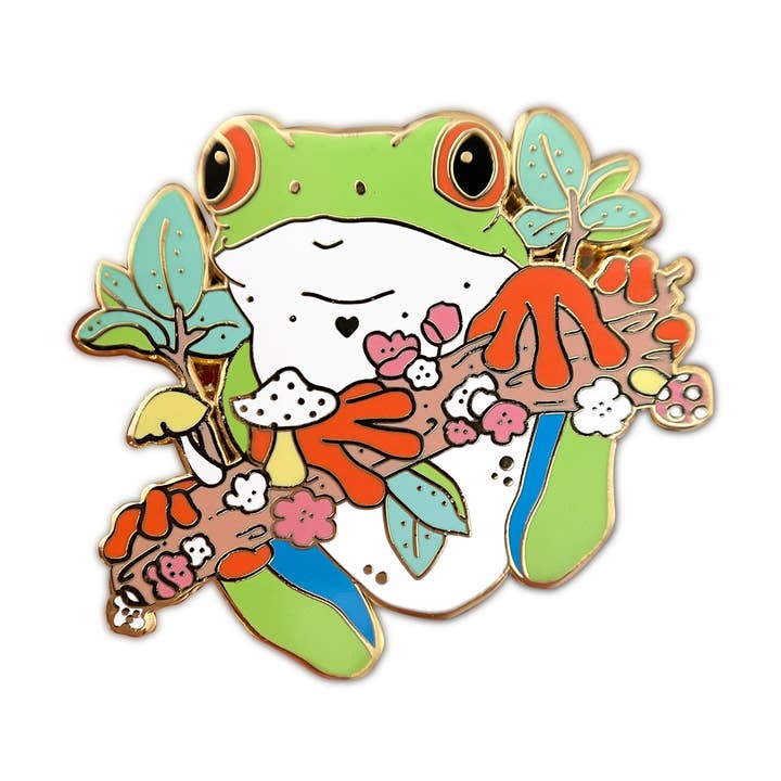 Tree Frog Enamel Pin for wholesale by The Crowned Rabbit