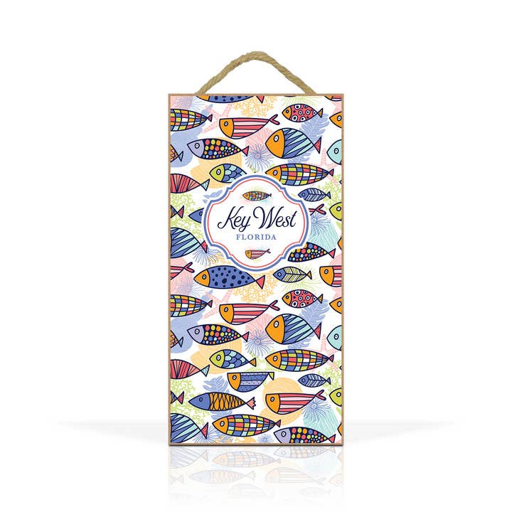 Matrix - Wholesale Plaque - Customizable 5x10" Hanging Wood Plaque: Fish Trance Pattern