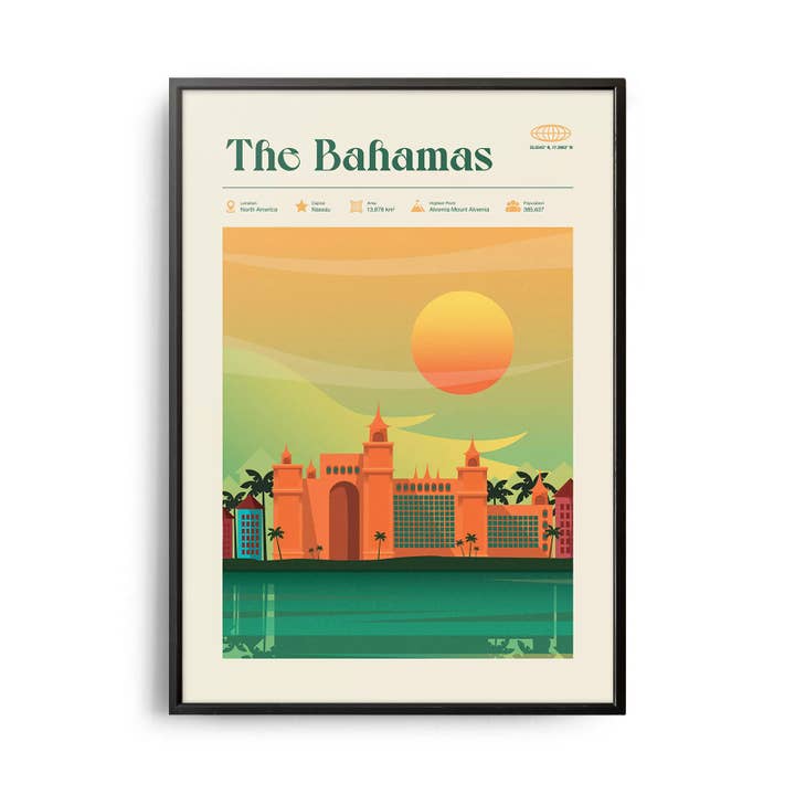 Mid-Century Modern Bahamas Retro Reseposter för wholesale av Weekend Concept