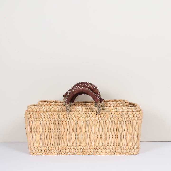 Bohemia Design - Wholesale Basket - Reed Basket with Leather, Set of 3