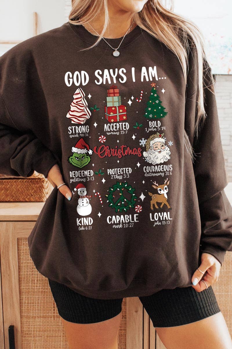 COLORBEAR - Wholesale T-Shirt (Graphic) - Unisex - God Says I Am Christmas Graphic Fleece Sweatshirts9