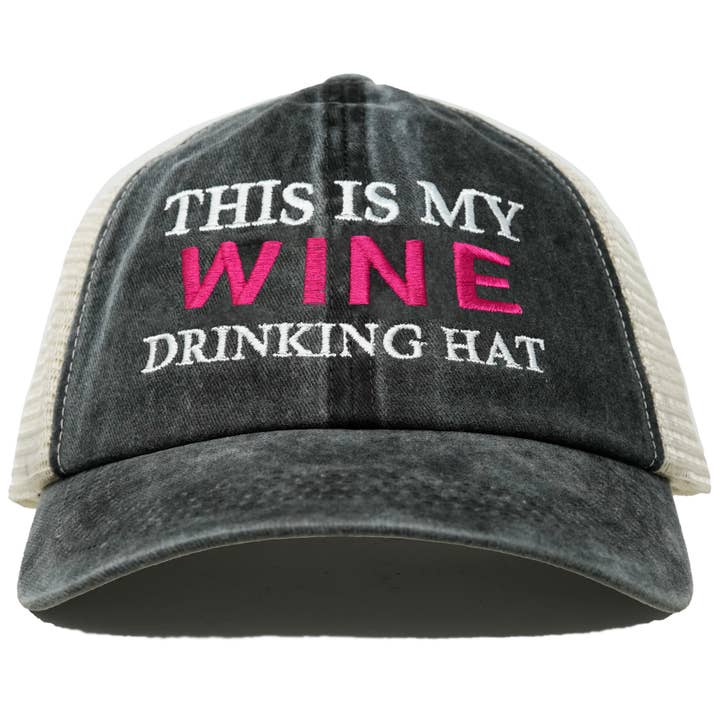 Funky Junque - Wholesale Trucker Hat - Women's - Cotton Mesh Hat - This is My Drinking Hat - Wine