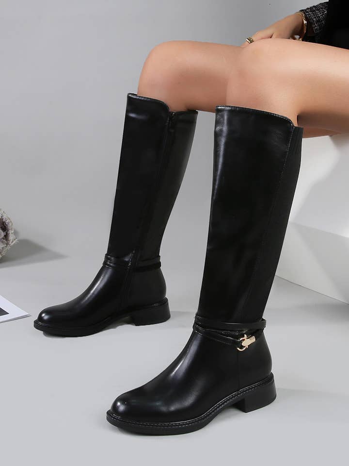 MB56, Long boots in faux leather and elastic mesh calves for wholesale by BELLICY / Cink-me