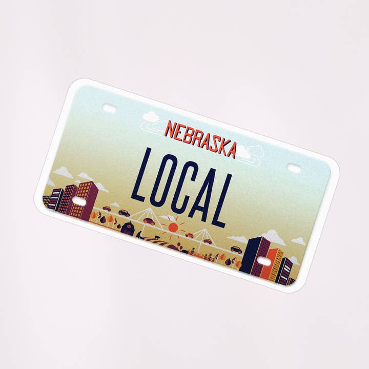Nebraska Local License Plate Sticker for wholesale by The Cold Hearted Collective