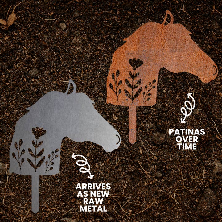 Horse Floral Metal Garden Stake | Yard Outdoor Decor Art for wholesale by Baum Designs LLC
