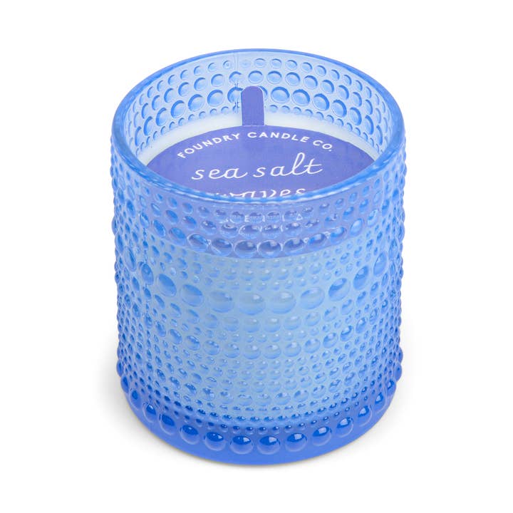 Textured Glass With Dust Cover: Sea Salt Waves for wholesale by Foundry Candle Co