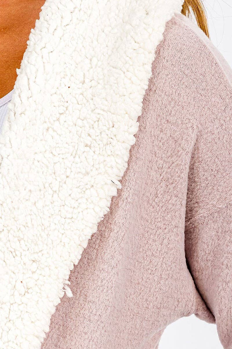 ROUSSEAU - Venta al por mayor Cárdigan - Mujer - CÁRDIGAN CON CUELLO SHERPA CON BOLSILLOS FRONTALES ABIERTOS15