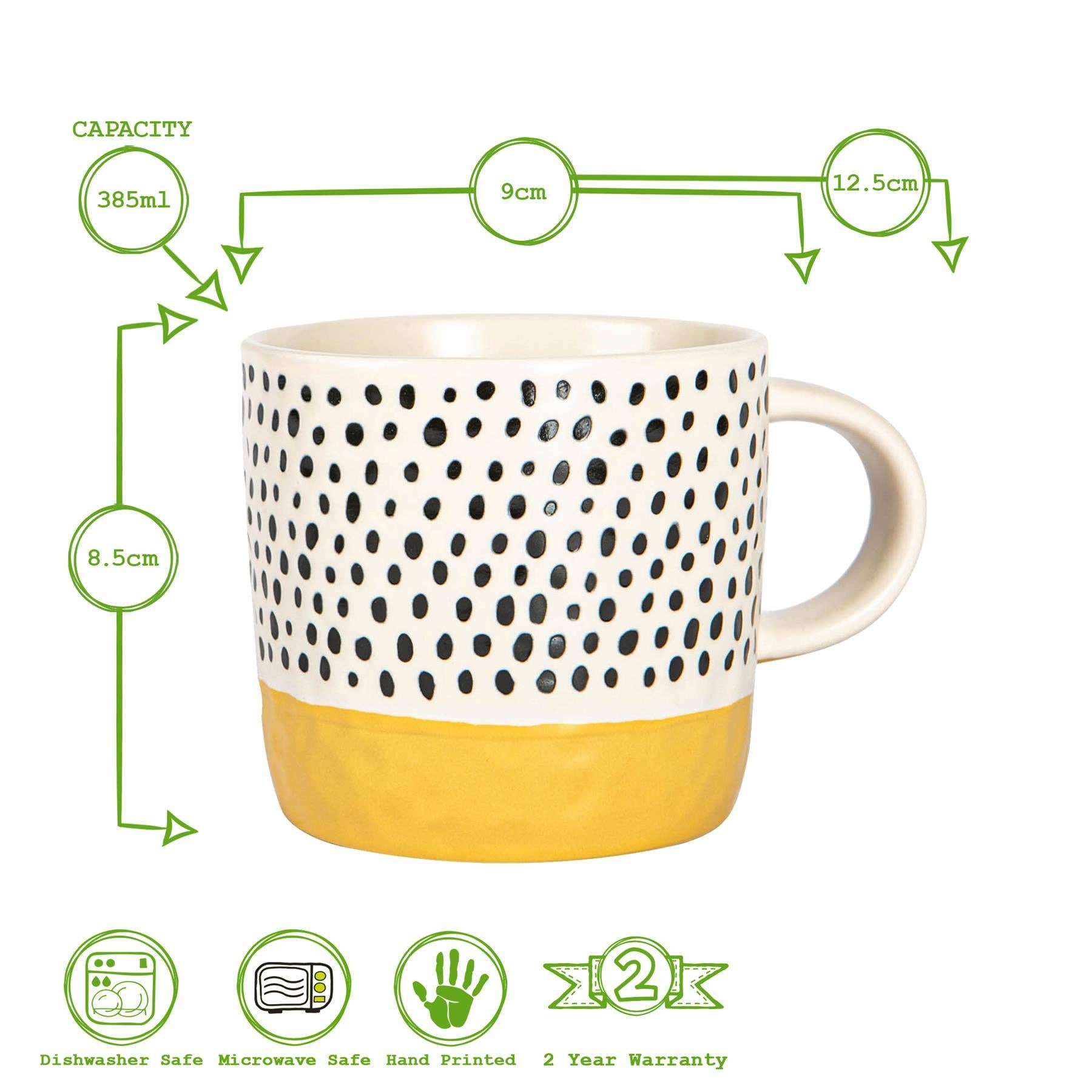 Rinkit Ltd - Wholesale Coffee Mug - Nicola Spring Ceramic Dipped Dots Coffee Mug 385ml Mustard4