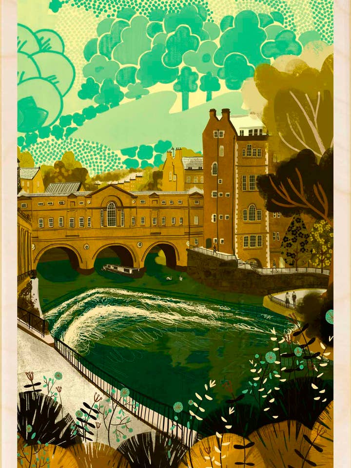 Bath, Somerset - Biglietti di Natale ecologici e magneti per la vendita all'ingrosso da parte di THE WOODEN POSTCARD COMPANY