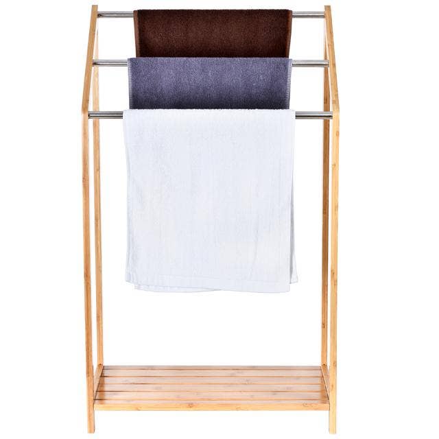 ToiletTree Products - Wholesale Drying Rack - 3-Tier Bamboo Rust-Proof Shirt Towel Bathroom Drying Rack2