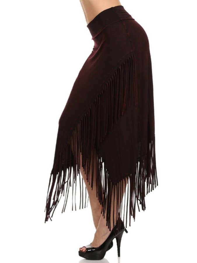 T-Party – wholesale Skirt – Women’s – Mineral Wash High Low Diagonal Fringe Foldover Waist Skirt7