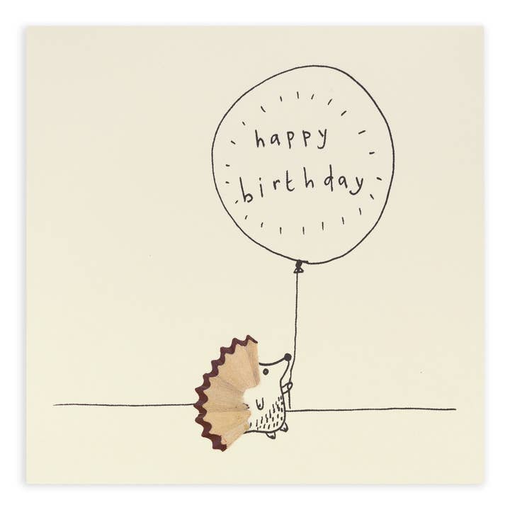 Birthday Hedgehog – Handmade UK Greeting Card for wholesale by Ruth Jackson USA
