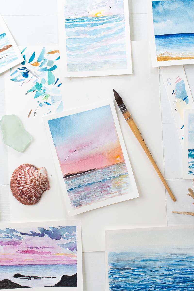 Finding Silver Pennies - Wholesale Everyday Greeting Card - Sunset Scene Watercolor Note Card (Single Note Card)2