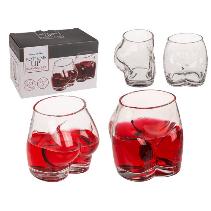 Dinking glass, Bottoms Up, approx. 7 x 5 x 9 cm, for wholesale by Out of the blue KG